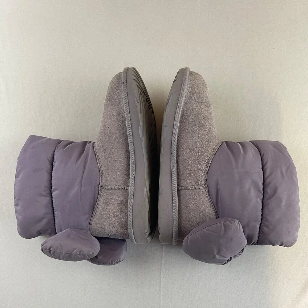 UGG Bailey Bow Maxi Boots Purple‎ Suede Puffer Bow Winter Warm Girls Size 3